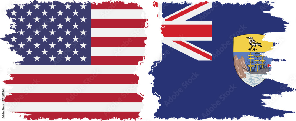 Saint Helena and USA grunge flags connection vector Saint Helena and USA grunge flags connection vector
