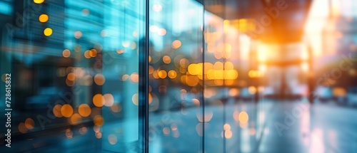 Blurred glass wall of modern business office building