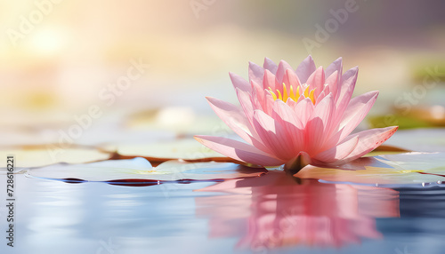 Pink Lotus in Clear Water