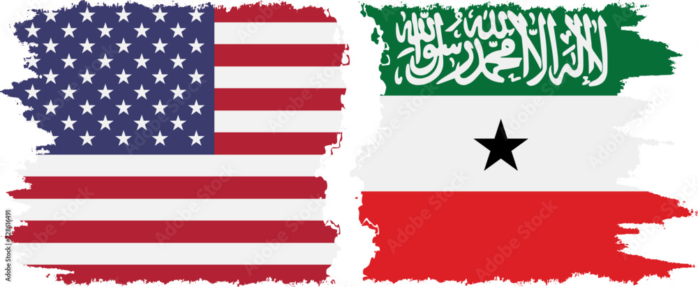 Somaliland and USA grunge flags connection vector Somaliland and USA grunge flags connection vector