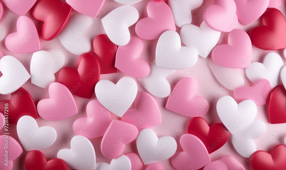 Valentine's day background with red, white and pink hearts