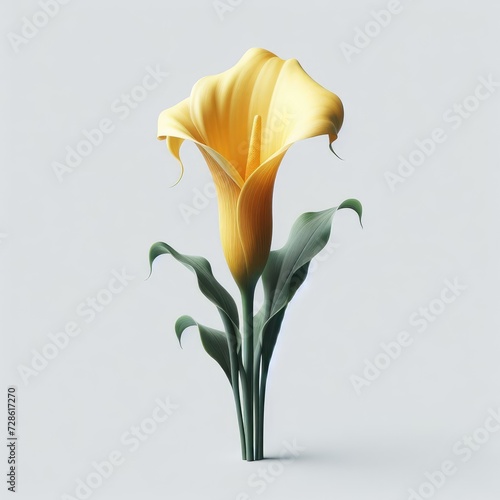 yellow calla flower on white 