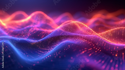 Vibrant neon waves pulsating to the rhythm  evoking the energy of live music