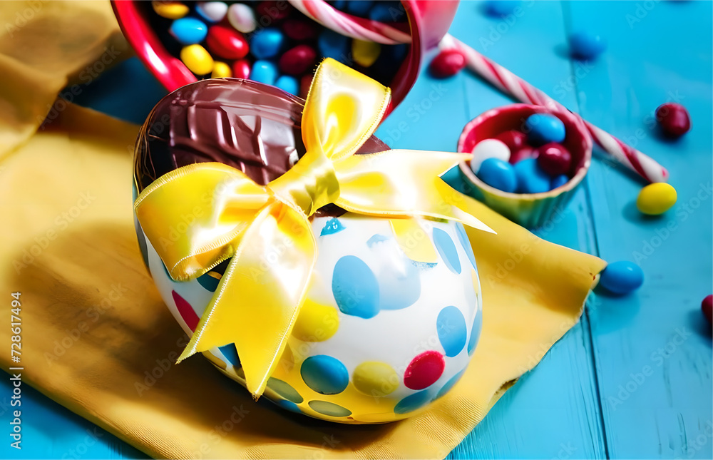 chocolate easter egg decorated with bows