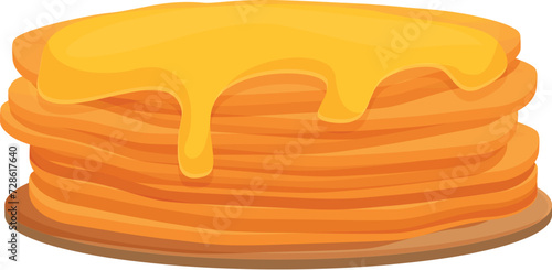 Honey pancake icon cartoon vector. Cute stack food. Happy menu
