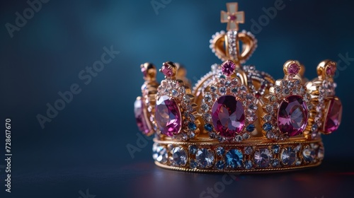 Glittering gemstones adorning a royal crown, symbols of opulence and power