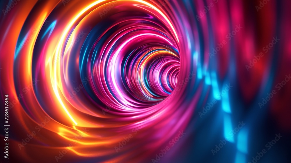 Glowing neon circles in a hypnotic spiral, evoking a sense of cosmic wonder Glowing neon circles in a hypnotic spiral, evoking a sense of cosmic wonder