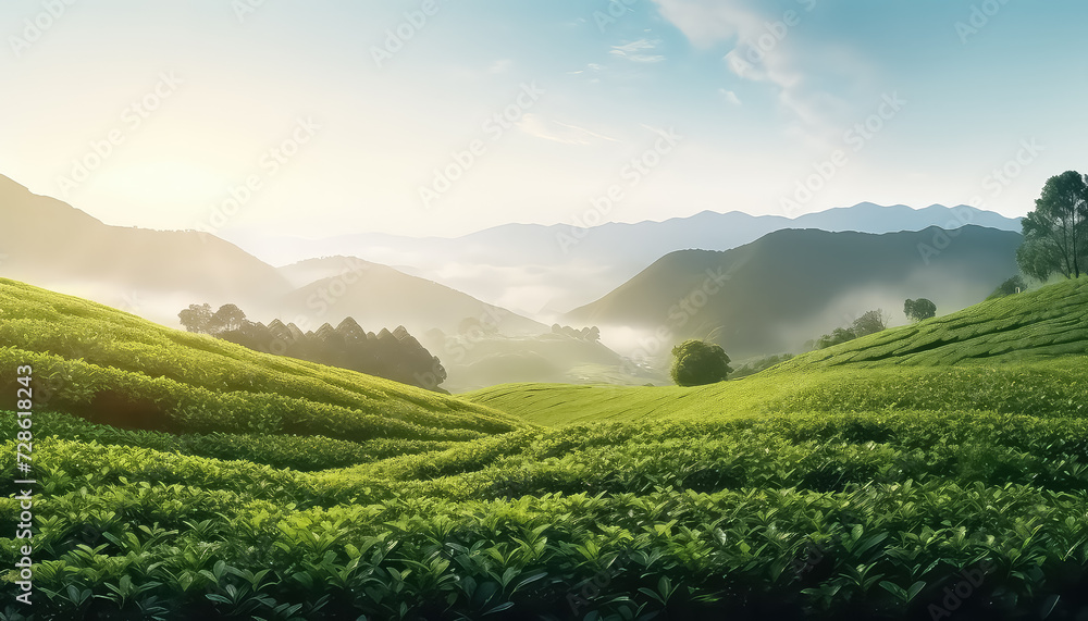Tea plantations summer fields
