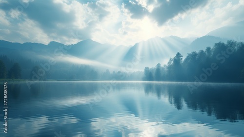 Sunlight dancing on a tranquil lake's surface, creating a breathtaking spectacle