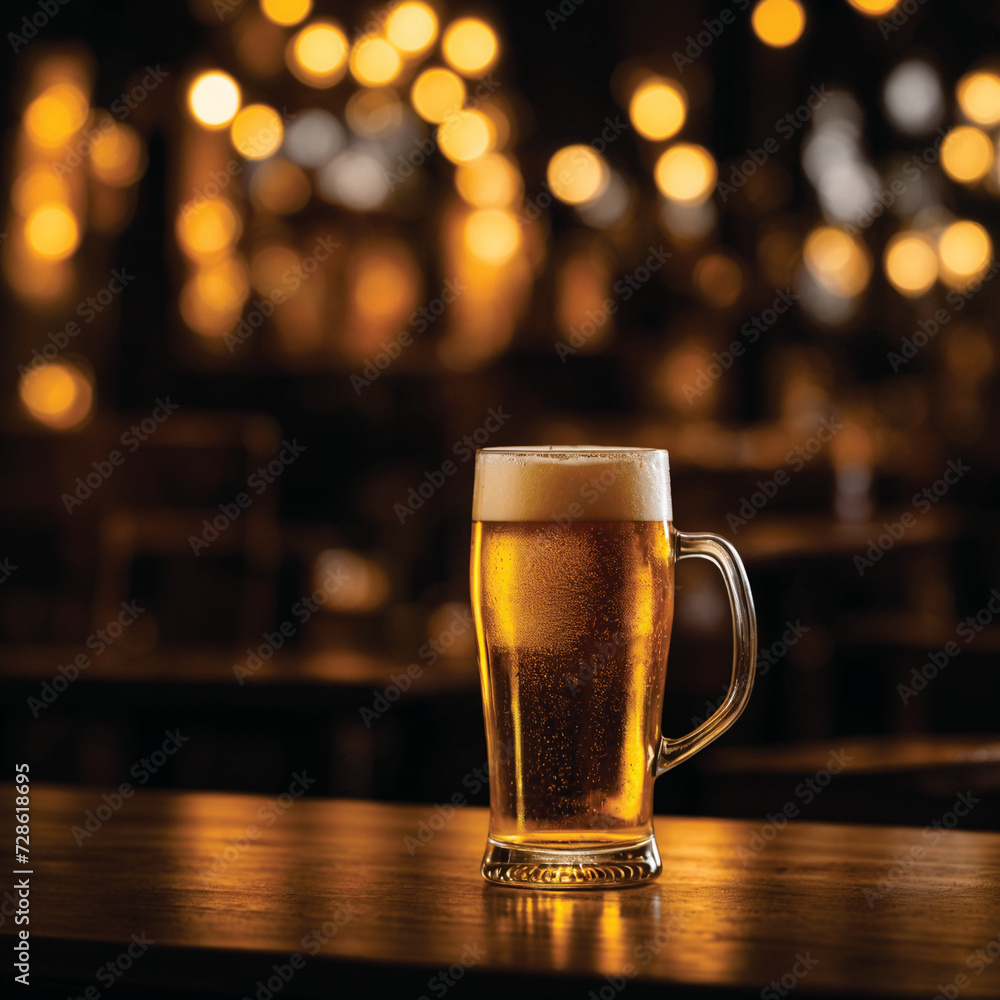 glass of beer on the table glass of beer on the table
