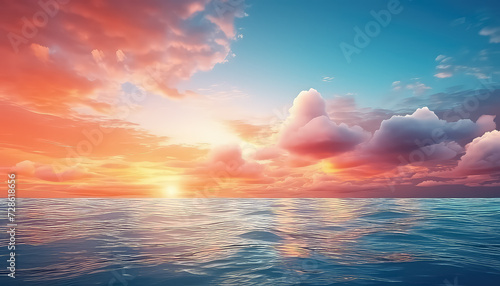 Beautiful sunset with blue and pink sky