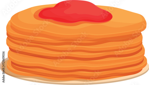 Jelly pancakes icon cartoon vector. Home funny card. Menu breakfast