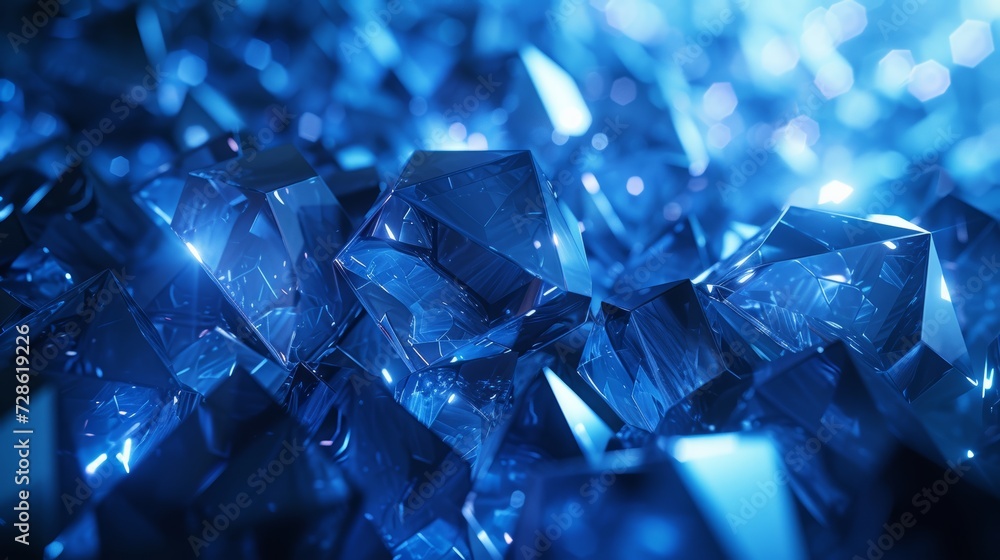 Glowing geometric shapes in electric blue, a fusion of art and technology Glowing geometric shapes in electric blue, a fusion of art and technology