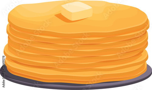 Fresh butter pancakes icon cartoon vector. Funny stack. Children celebration