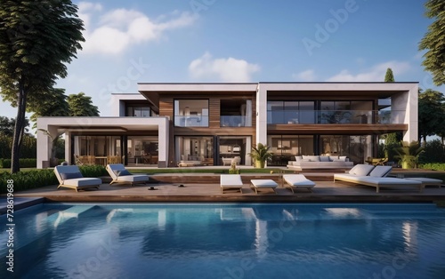 Design house - modern villa with open living room and private bedroom wing. Large terrace with privacy thanks to the house, swimming pool © KBL Sungkid