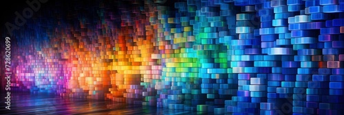A Cascade Of Rainbow Pixels In A Digital, Background Image, Background For Banner, HD