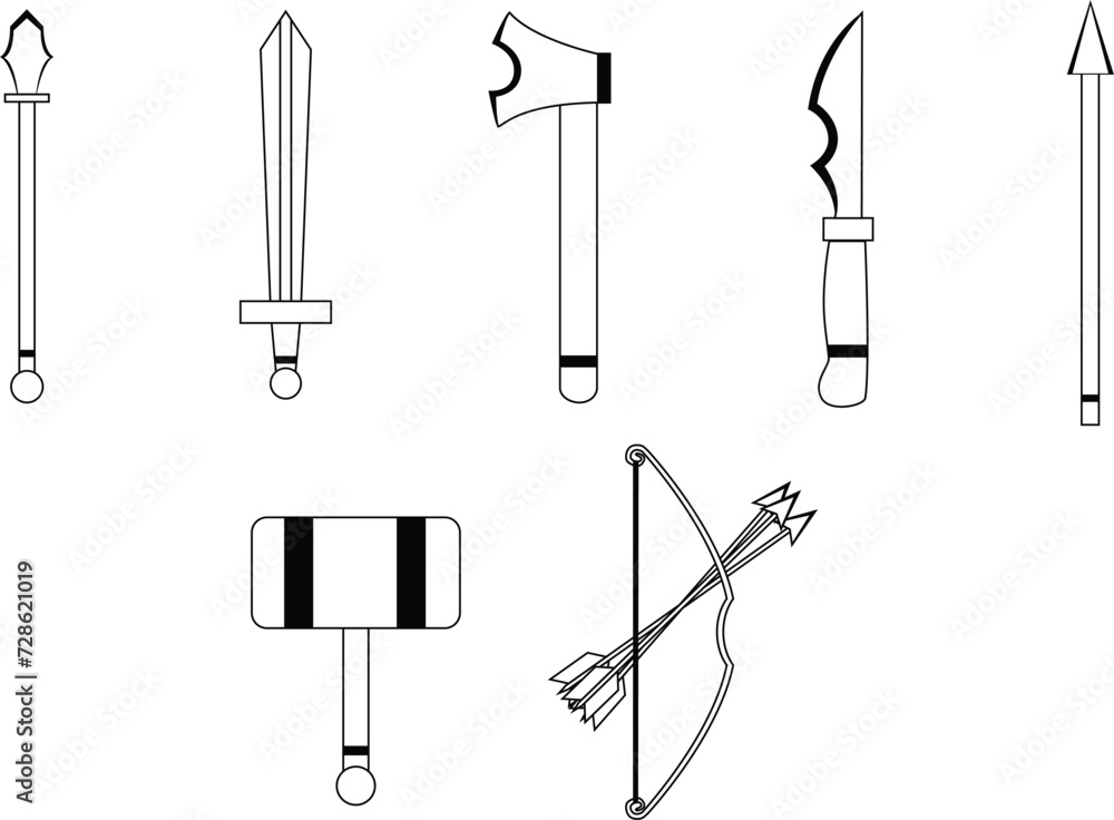 Fototapeta premium vector set of medieval weapons