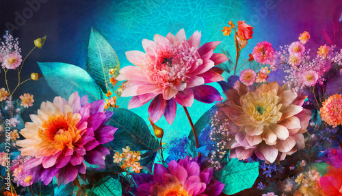 Floral background consiisting of beautiful colorful and vibrant flowers