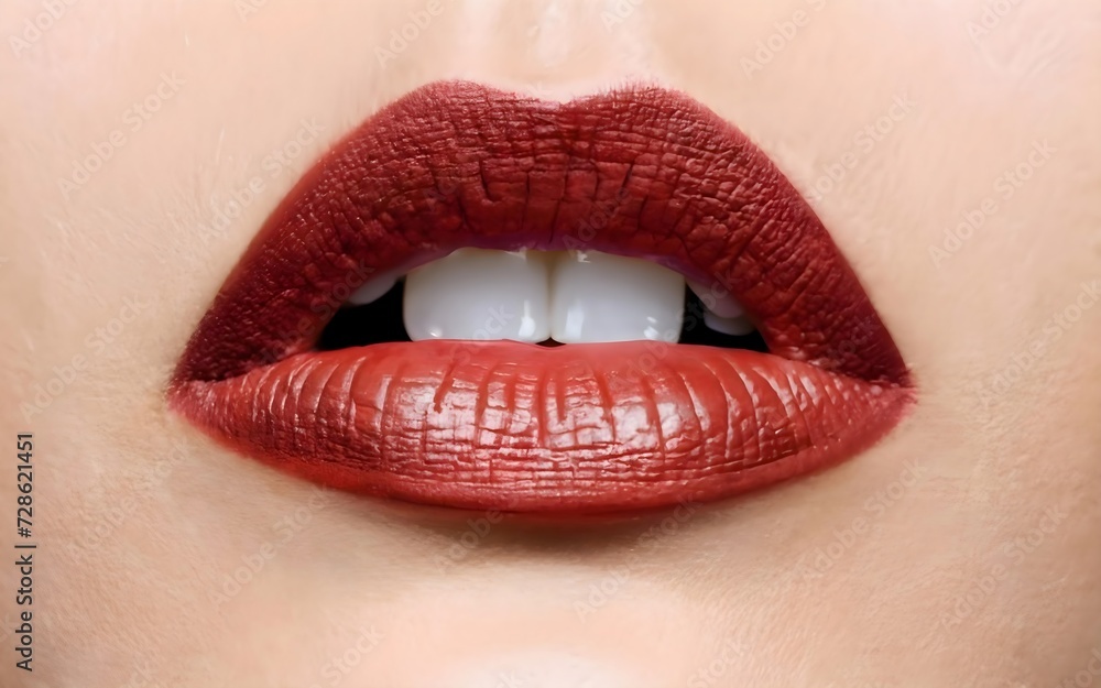 close up of lips with red lipstick close up of lips with red lipstick