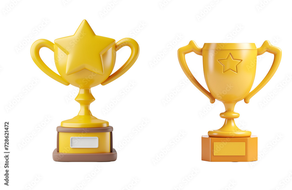 Cartoon Cup Icon: 3D Render of a Yellow Trophy with a Star, Isolated on Transparent Background, PNG Cartoon Cup Icon: 3D Render of a Yellow Trophy with a Star, Isolated on Transparent Background, PNG