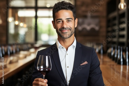 Homme souriant avec un verre à la main