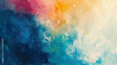 Abstract colorful smoke patterns on a blue background, suitable for creative design backgrounds. © tasnaifotolia