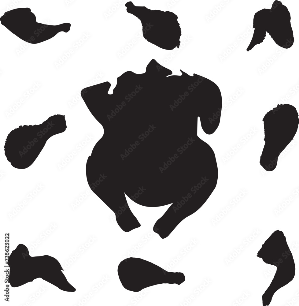 Obraz premium Grill and Fried Chicken silhouette vector art.