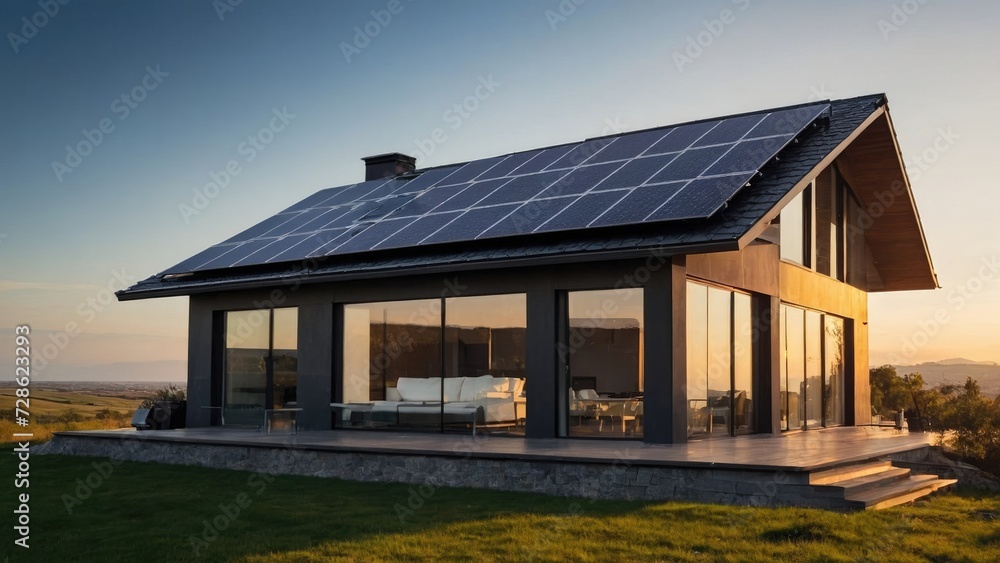 House with a solar panel on the roof