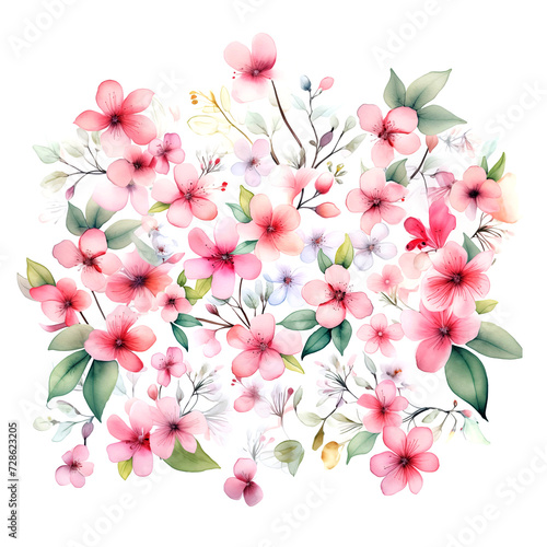 Watercolor illustration of floral blossoms