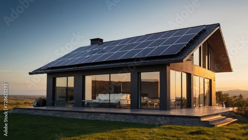 House with a solar panel on the roof
