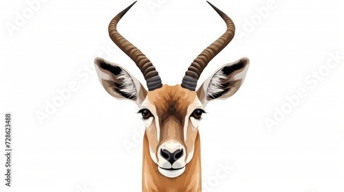 face of antelope on white background