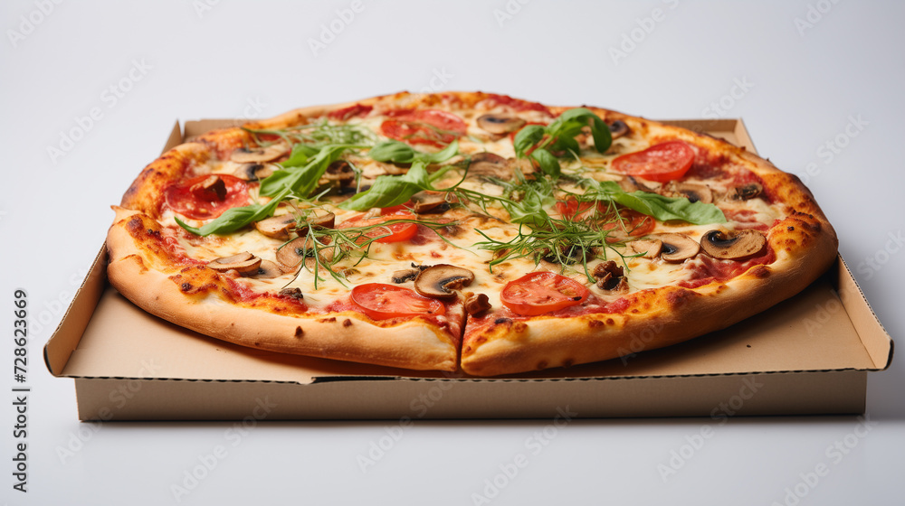 a pizza with tomatoes, mozzarella, and basil a pizza with tomatoes, mozzarella, and basil
