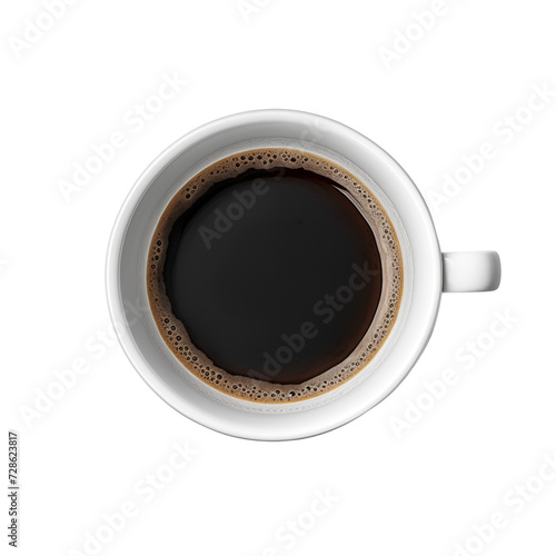 White background coffee cup with beans, isolated black mug, perfect for morning caffeine break in a cafe with hot espresso aroma