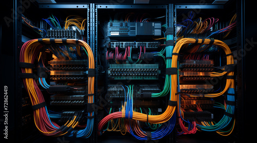a bunches of colored wires in a cabinet