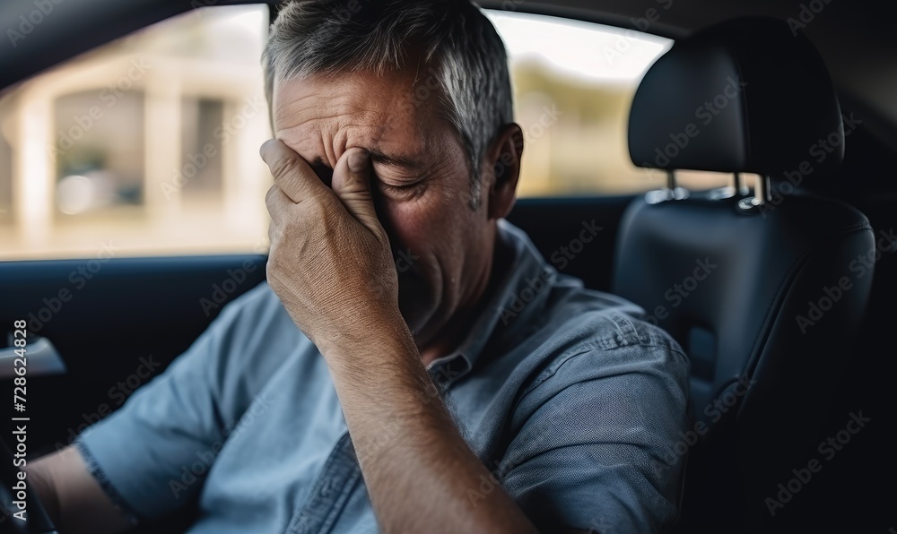 Contemplating Life's Journey: A Man Reflecting in a Car Contemplating Life's Journey: A Man Reflecting in a Car