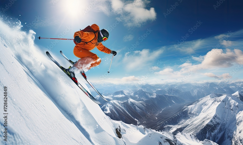 Thrilling Ski Adventure on a Snowy Slope