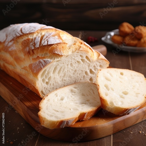 A Delicious Loaf of Bread on a Rustic Wooden Cutting Board