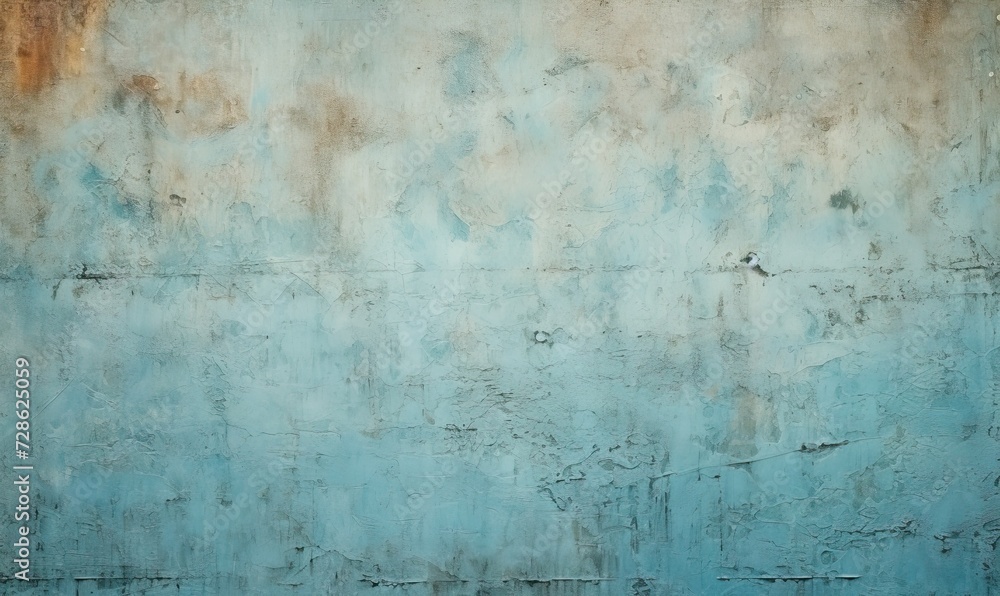 A Rustic Blue Wall with a Weathered Metal Frame