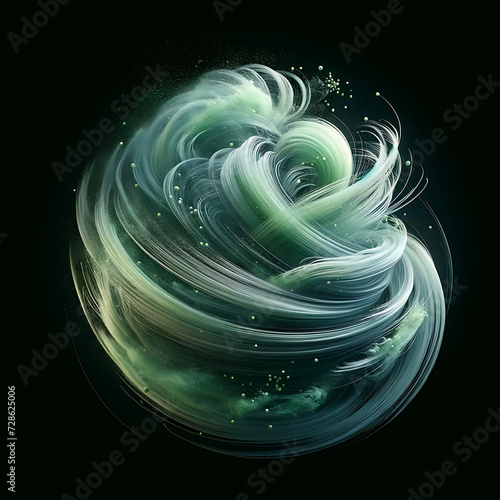 Wind magic energy ball swirling vortex. Magic element for witch, wizard, magician photo