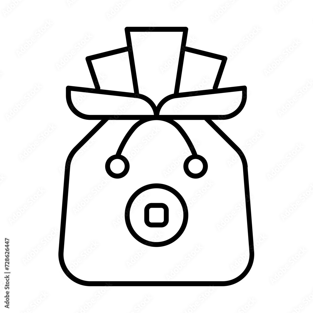 Chinese gift bag icon with thin line style Chinese gift bag icon with thin line style