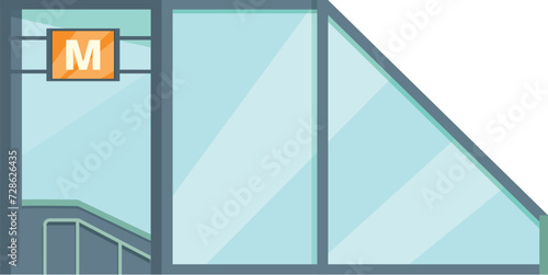 Glass entrance metro icon cartoon vector. Platform ticket. Wagon carriage