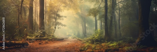 A Tranquil Abstract Forest Hiking Trail, Background Image, Background For Banner, HD