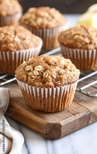 gluten-free apple and cinnamon muffins placed on a bamboo mat