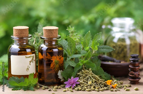 Wallpaper Mural herbal medicine close up on white background Torontodigital.ca