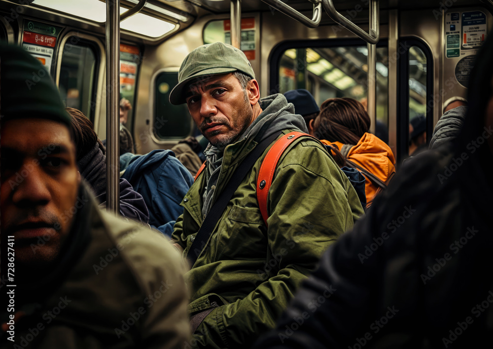 People waiting in the train in Milan. People waiting in the train in Milan.