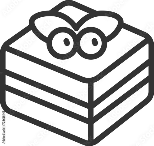 ティラミスのアイコン（線画）のイラスト