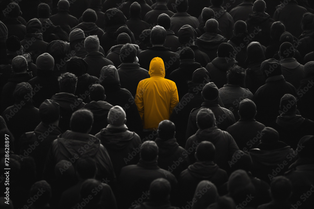 Obraz premium Stand Out: One in the Crowd in Vibrant Yellow
