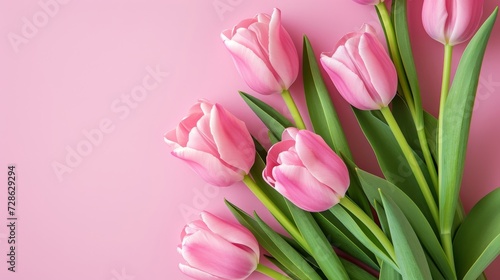 pink tulips flower on bright pink background © Ankit