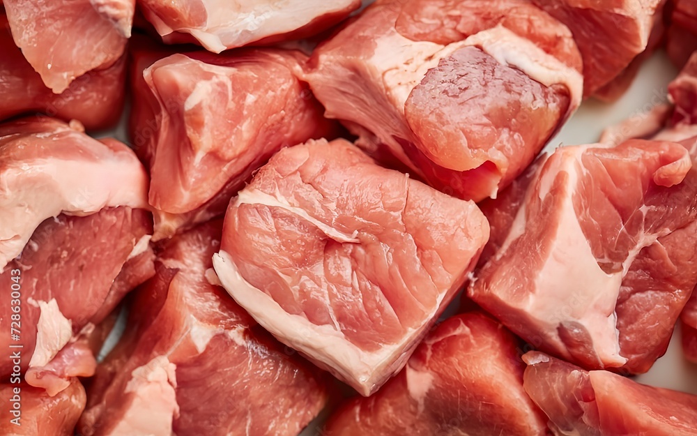 Fresh chopped raw pork. Macro background