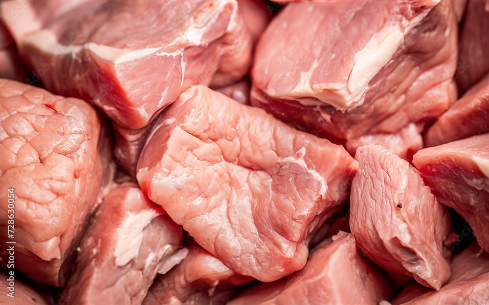 Fresh chopped raw pork. Macro background
